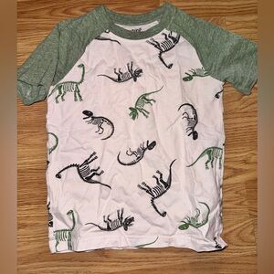 Jumping Beans Green and White Dinosaur Skeleton Tee